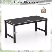 Table de salle à manger d'extérieur Costway en PEHD pour 6 personnes 67 Table de patio avec plateau aspect bois