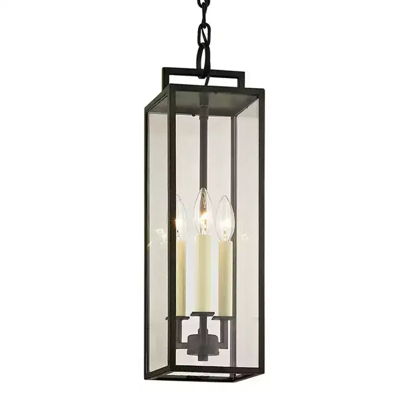 Beckham Suspension d'extérieur 3 lumières - 6 pouces de large par 21,25 pouces de haut - finition fer forge