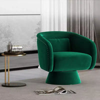Fauteuil pivotant Mid-Century vert en tissu avec coussin lombaire