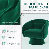 Fauteuil pivotant Mid-Century vert en tissu avec coussin lombaire