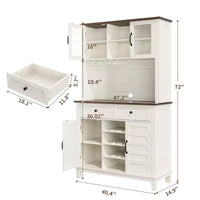 Bahut de Rangement Polyvalent Style Campagne, 2 Portes Vitrées, 2 Tiroirs avec Porte-Verres, Parfait pour la Cuisine, la Salle à Manger et le Salon