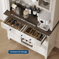Bahut de Rangement Polyvalent Style Campagne, 2 Portes Vitrées, 2 Tiroirs avec Porte-Verres, Parfait pour la Cuisine, la Salle à Manger et le Salon