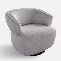 Fauteuil tonneau pivotant avec cadre en bois massif, fauteuil d'appoint rond rembourré pour petits espaces
