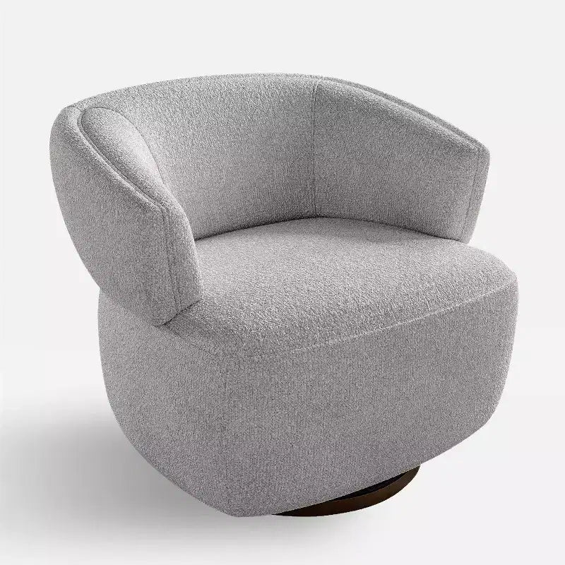 Fauteuil tonneau pivotant avec cadre en bois massif, fauteuil d'appoint rond rembourré pour petits espaces