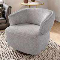 Fauteuil tonneau pivotant avec cadre en bois massif, fauteuil d'appoint rond rembourré pour petits espaces