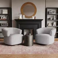 Fauteuil tonneau pivotant avec cadre en bois massif, fauteuil d'appoint rond rembourré pour petits espaces
