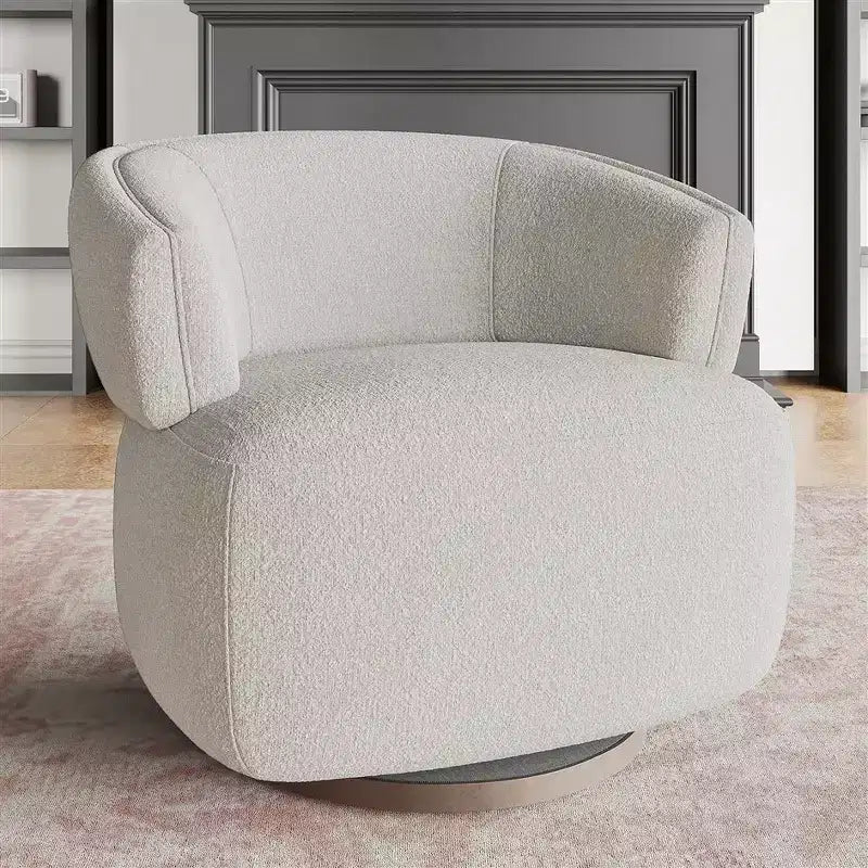 Fauteuil tonneau pivotant avec cadre en bois massif, fauteuil d'appoint rond rembourré pour petits espaces