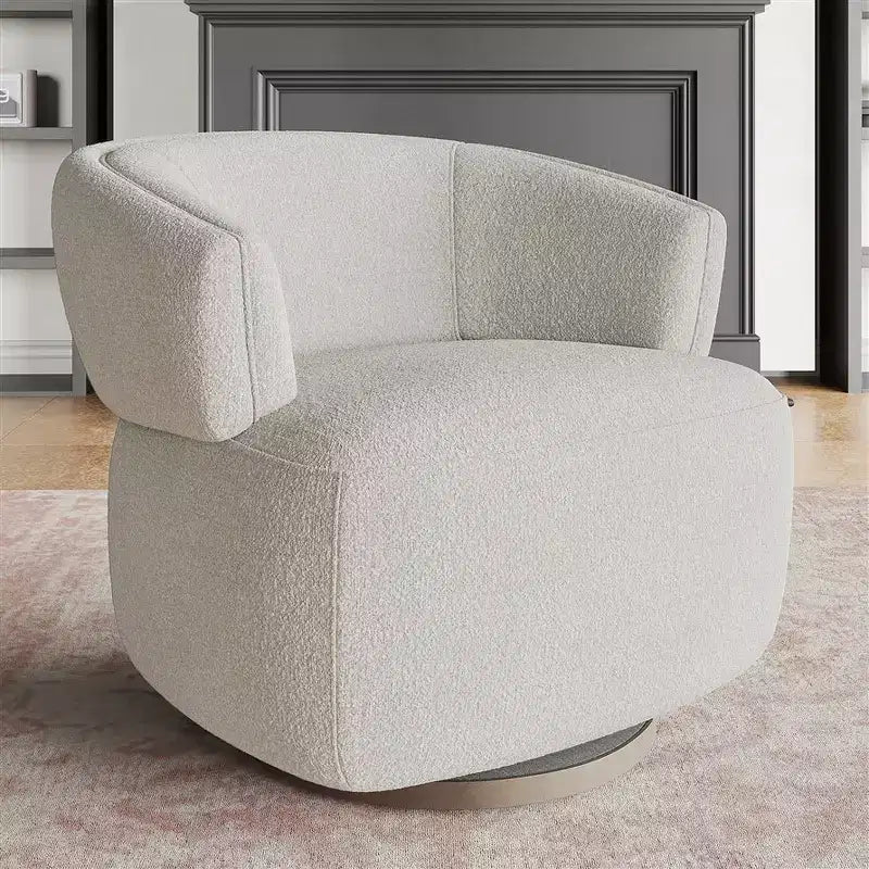 Fauteuil tonneau pivotant avec cadre en bois massif, fauteuil d'appoint rond rembourré pour petits espaces