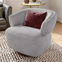 Fauteuil tonneau pivotant avec cadre en bois massif, fauteuil d'appoint rond rembourré pour petits espaces