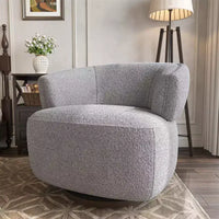Fauteuil tonneau pivotant avec cadre en bois massif, fauteuil d'appoint rond rembourré pour petits espaces