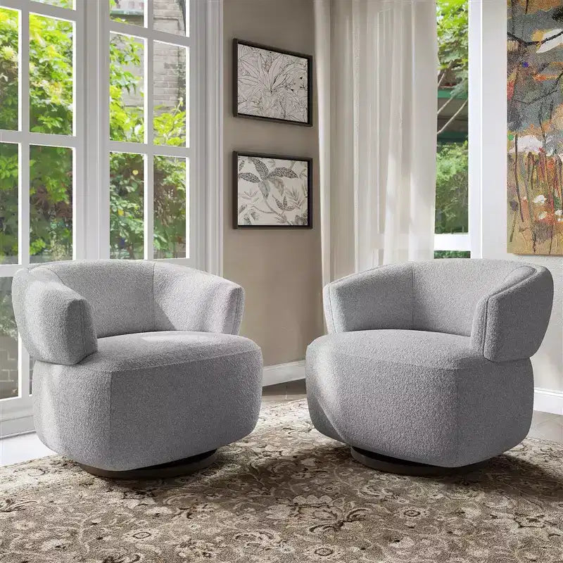Fauteuil tonneau pivotant avec cadre en bois massif, fauteuil d'appoint rond rembourré pour petits espaces