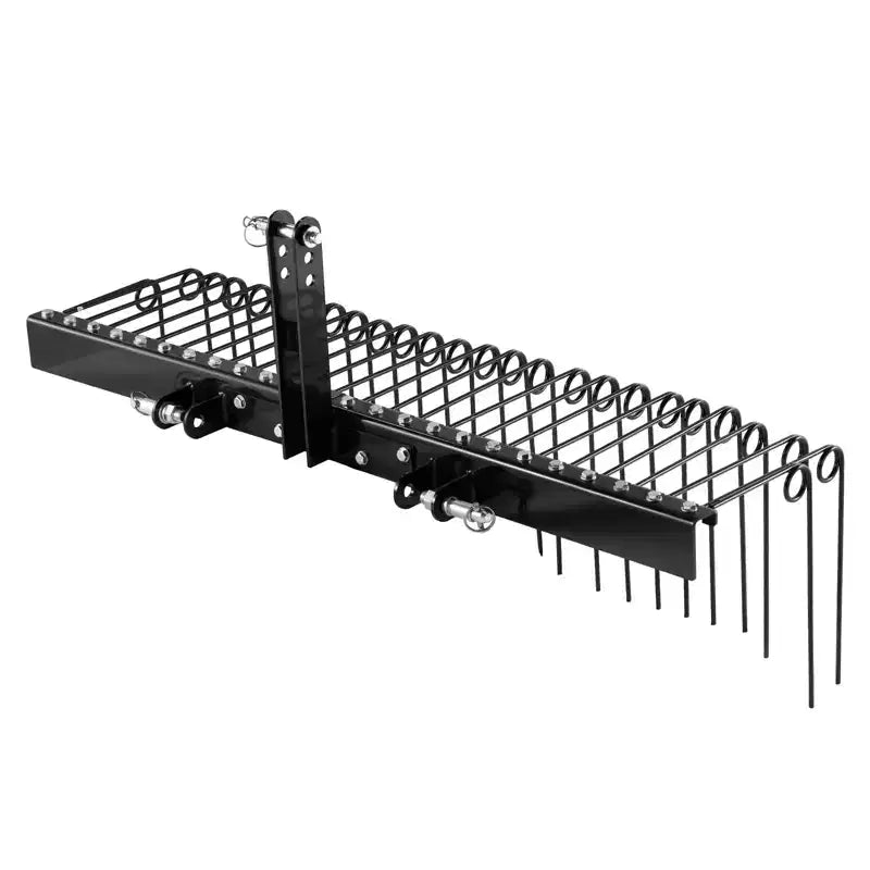 VEVOR Râteau paysager tracté 60 po, râteau scarificateur de pelouse attelage 3 points, 26 dents en acier à ressort, pour tracteurs catégorie 1, résistant à la rouille, noir
