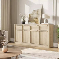 62.4 Armoire de buffet, grande armoire à café avec 4 portes et 4 tiroirs, armoire de rangement moderne avec étagères réglables, station de café en bois