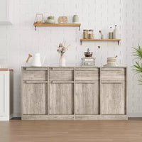 62.4 Armoire de buffet, grande armoire à café avec 4 portes et 4 tiroirs, armoire de rangement moderne avec étagères réglables, station de café en bois