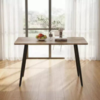 FurnitureR Table à manger rectangulaire moderne avec plateau en MDF et pieds en métal, table de cuisine et salle à manger pour la maison, l'appartement, la salle à manger