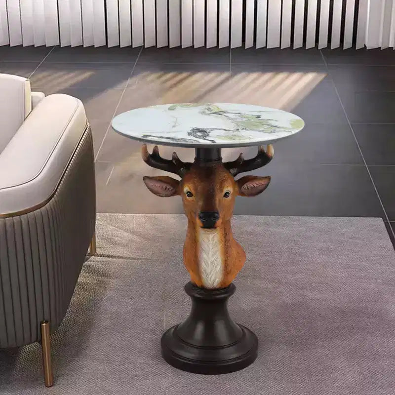 Zeus & Ruta table d'appoint tête de cerf, table d'extrémité statue animale pour décoration de salon