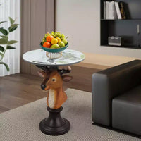 Zeus & Ruta table d'appoint tête de cerf, table d'extrémité statue animale pour décoration de salon