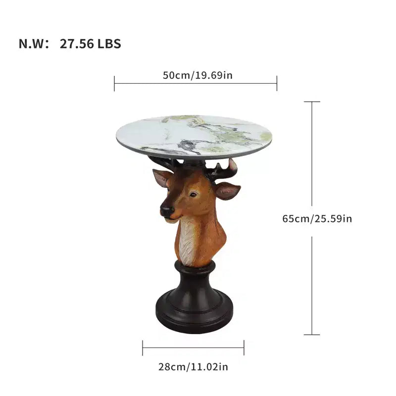 Zeus & Ruta table d'appoint tête de cerf, table d'extrémité statue animale pour décoration de salon