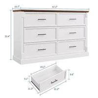 Commode de ferme à 6 tiroirs, commode en bois, armoire de rangement double moderne, pour chambre à coucher, salon