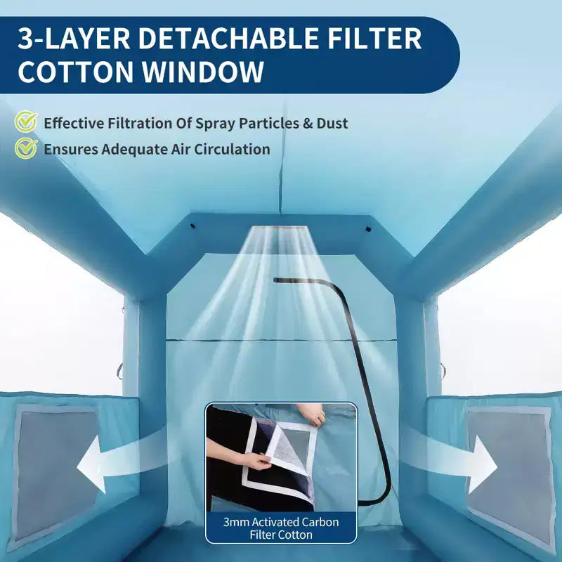 Cabine de peinture gonflable - Tente de pulvérisation portable avec filtration HEPA à 3 couches, souffleur de 480 W, tissu Oxford 210D pour voiture et meubles