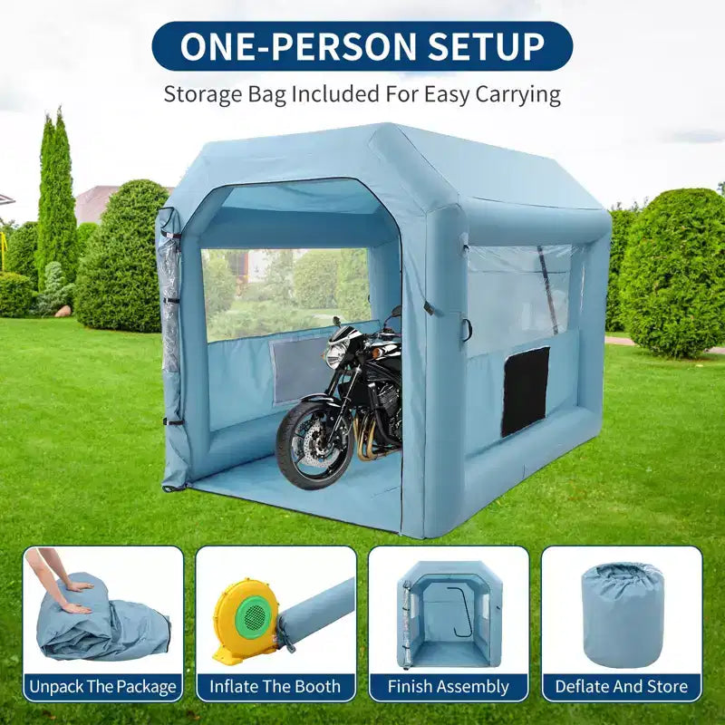 Cabine de peinture gonflable - Tente de pulvérisation portable avec filtration HEPA à 3 couches, souffleur de 480 W, tissu Oxford 210D pour voiture et meubles