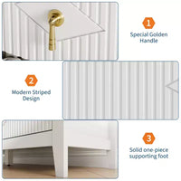 Commode flûtée moderne de 54 po de large, 7 tiroirs, en bois avec poignée en métal, organisateur de rangement pour chambre, salon et couloir