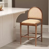 Tabouret de bar GDFStudio Geoffrey en bois d'acacia et rotin de style bohème