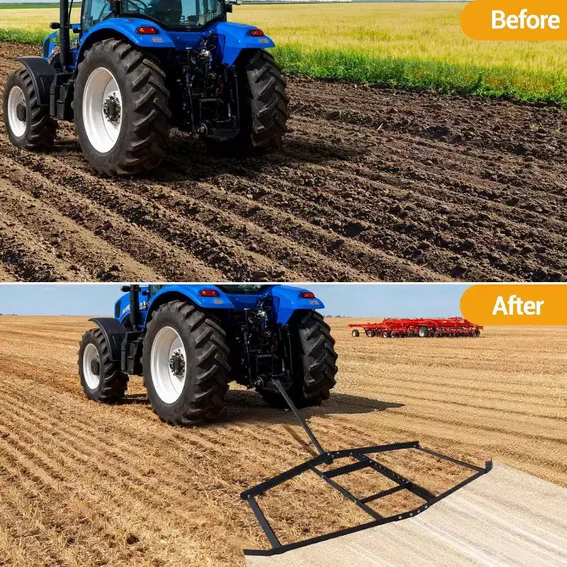 Herse de décompactage robuste en acier pour allée, 66 pouces de largeur, barres réglables et attelage à goupille, supporte jusqu'à 22,7 kg, pour VTT/UTV/tracteur de pelouse
