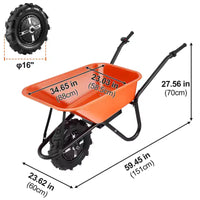 Brouette electrique, 500W, capacite de charge 4 pi³, capacite 330 lb, avec poignee metallique et roues à chenilles 16 pour pelouse et ferme