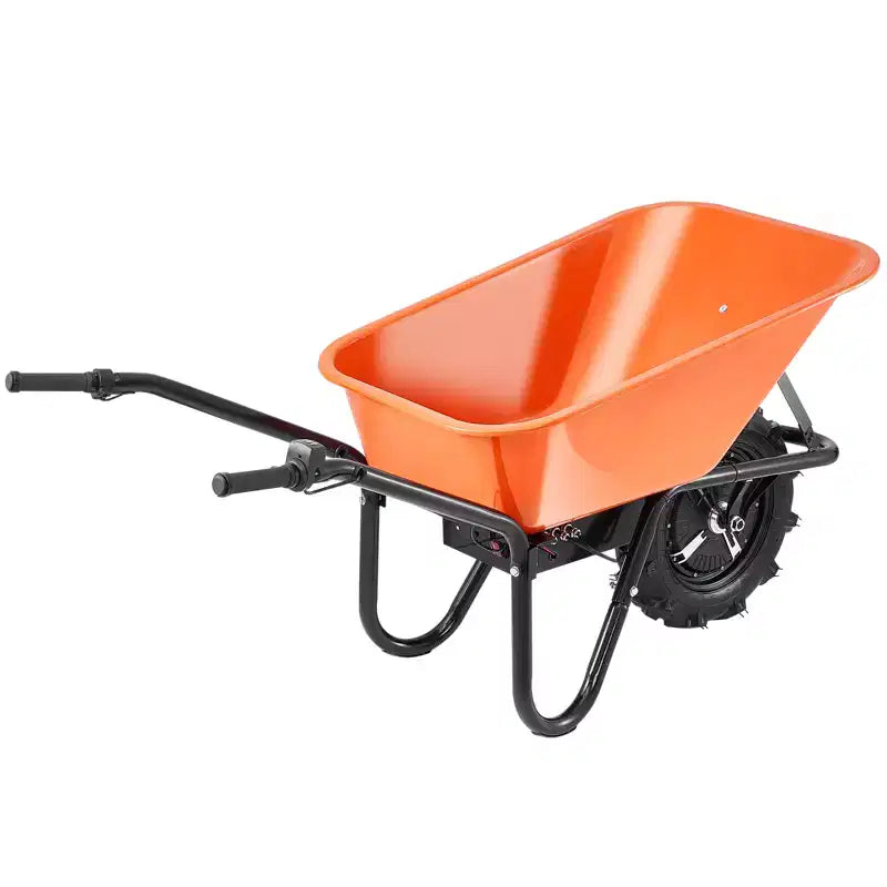 Chariot de brouette électrique, motorisé 500 W, capacité de charge de 113 litres, capacité de 150 kg, avec poignée en métal et 16 roues pour pelouse et ferme