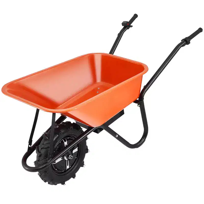 Brouette electrique, 500W, capacite de charge 4 pi³, capacite 330 lb, avec poignee metallique et roues à chenilles 16 pour pelouse et ferme