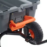 Chariot à benne de jardin en poly avec cadre en acier facile à assembler, poignee convertible 2-en-1, capacite 800 lb, pneus 10 pouces