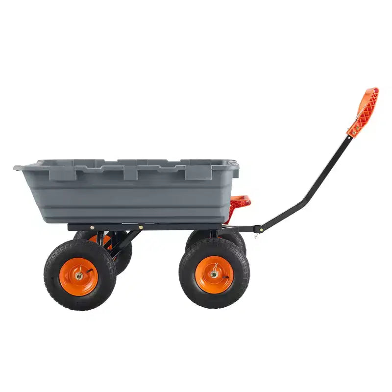 Chariot à benne de jardin en poly avec cadre en acier facile à assembler, poignee convertible 2-en-1, capacite de charge 6,48 pi³, capacite 1200 lb, pneus 13 pouces