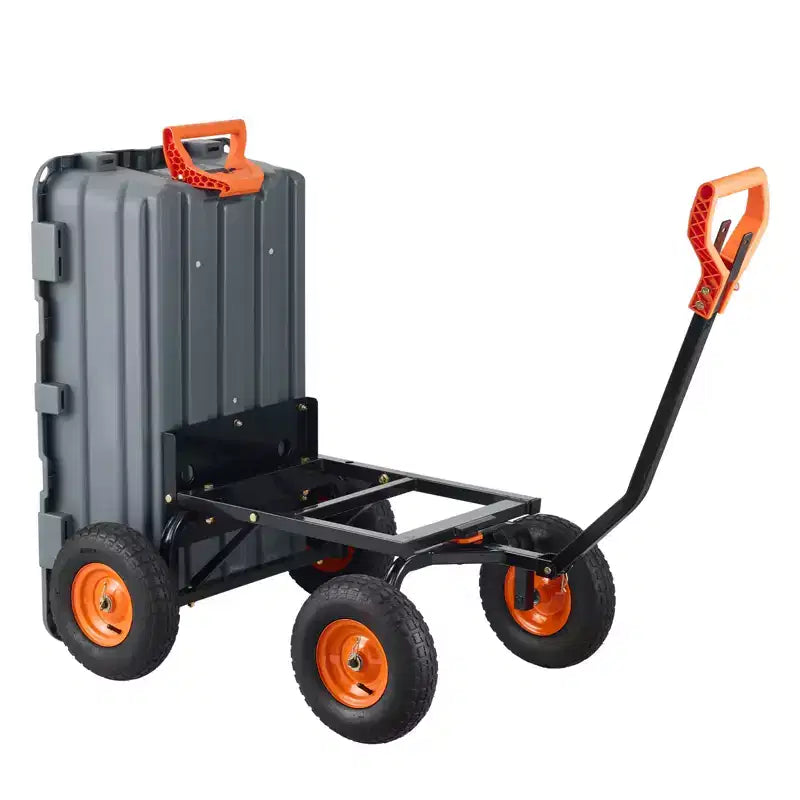 Chariot à benne de jardin en poly avec cadre en acier facile à assembler, poignee convertible 2-en-1, capacite de charge 6,48 pi³, capacite 1200 lb, pneus 13 pouces