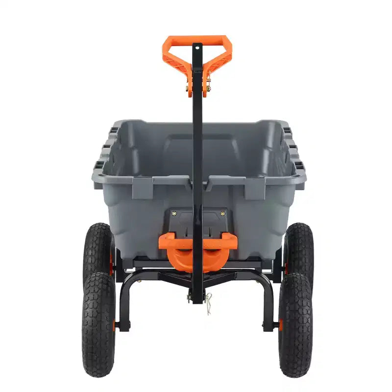 Chariot à benne de jardin en poly avec cadre en acier facile à assembler, poignee convertible 2-en-1, capacite de charge 6,48 pi³, capacite 1200 lb, pneus 13 pouces