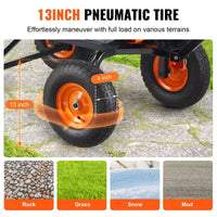 Chariot à benne de jardin en poly avec cadre en acier facile à assembler, poignee convertible 2-en-1, capacite de charge 6,48 pi³, capacite 1200 lb, pneus 13 pouces