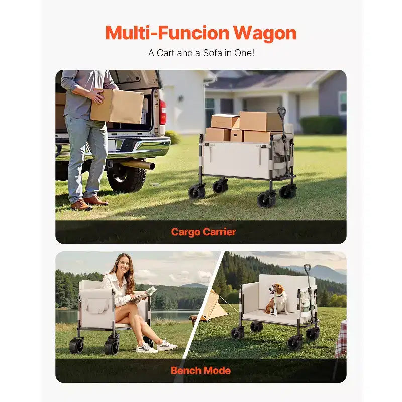 Chariot pliable convertible en banc, capacité de charge 550 lb, capacité 220 litres pour le camping