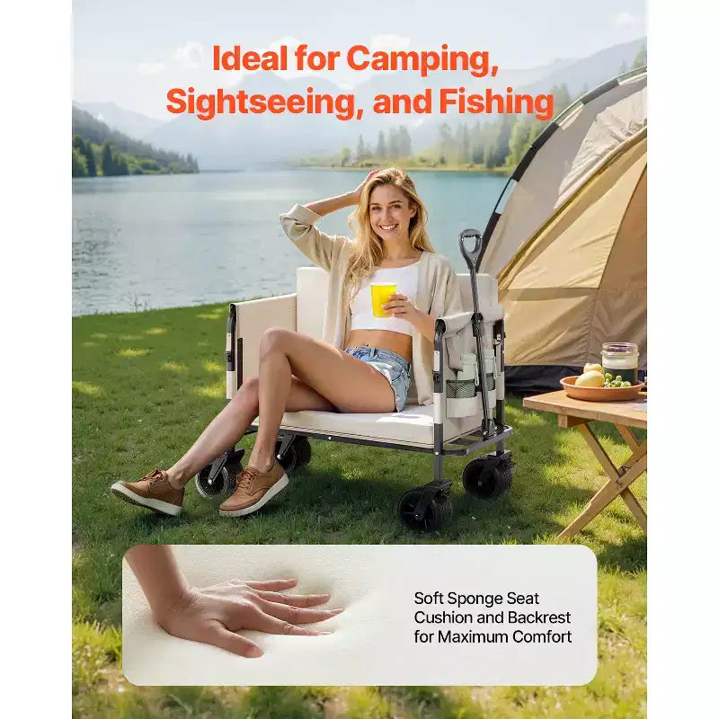 Chariot pliable convertible en banc, capacité de charge 550 lb, capacité 220 litres pour le camping
