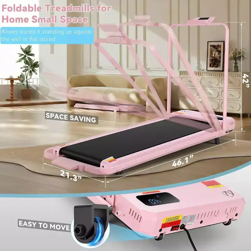 Tapis de course KRISRATE 6 en 1 de 3,5 CV avec plateforme vibrante et inclinaison de 12 %/15 %, tapis de course pliable sous le bureau pour la maison, le bureau