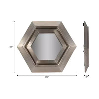Miroir mural hexagonal moderne en métal pour la décoration de la chambre et du salon - Miroirs décoratifs pour mur, couloir, entrée ou salle de bain - 20, Argent et Métallisé