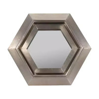 Miroir mural hexagonal moderne en métal pour la décoration de la chambre et du salon - Miroirs décoratifs pour mur, couloir, entrée ou salle de bain - 20, Argent et Métallisé