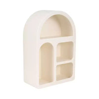 Organisateur de rangement mural arqué avec étagères suspendues multi-niveaux - Design en bois glamour à silhouette incurvée pour petits espaces - 24 po, blanc