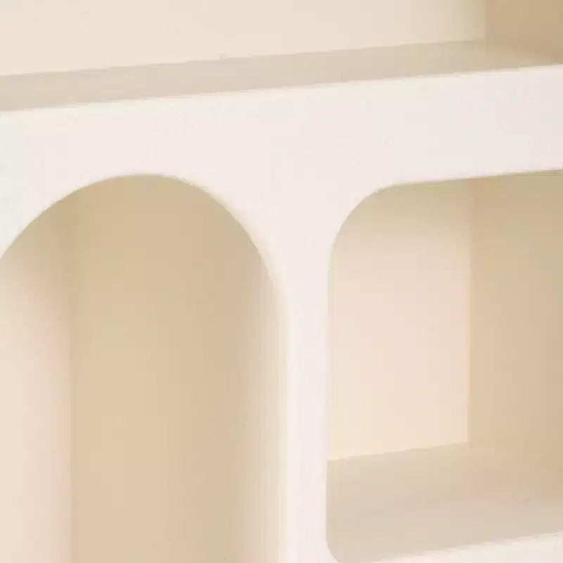 Organisateur de rangement mural arqué avec étagères suspendues multi-niveaux - Design en bois glamour à silhouette incurvée pour petits espaces - 24 po, blanc