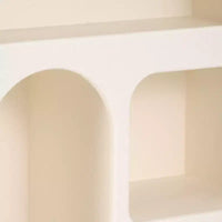 Organisateur de rangement mural arqué avec étagères suspendues multi-niveaux - Design en bois glamour à silhouette incurvée pour petits espaces - 24 po, blanc