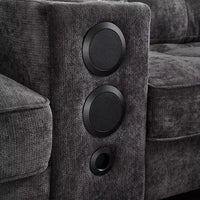 Canapé d'angle Whisen 126 avec console centrale, porte-gobelets, forme en U, haut-parleurs Bluetooth intégrés et 2 poufs de rangement pour le salon