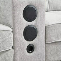 Canapé d'angle Whisen 126 avec console centrale, porte-gobelets, forme en U, haut-parleurs Bluetooth intégrés et 2 poufs de rangement pour le salon