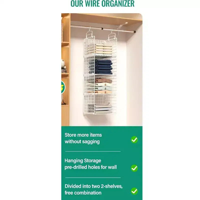 Organisateur de penderie suspendu en métal 4 niveaux Home Collection avec crochets