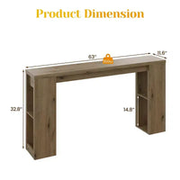 Console rustique de 63 pouces avec rangement, Table de canapé longue et étroite pour entrée, Derrière le canapé