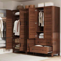 Armoire-penderie en bois, 2 tiroirs, étagères réglables, organisateur de vêtements robuste, pour chambre