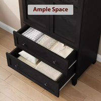 Armoire-penderie en bois, 2 tiroirs, étagères réglables, organisateur de vêtements robuste, pour chambre